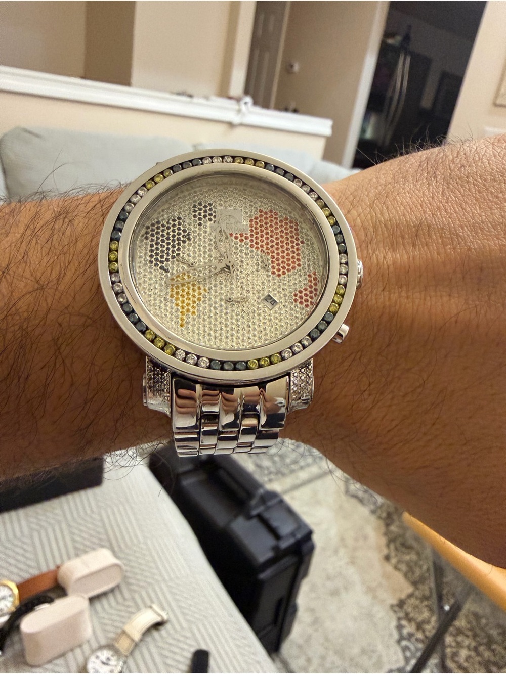 Bold Techno Master TM-2108 Men's All Stainless Steel World Map Watch
